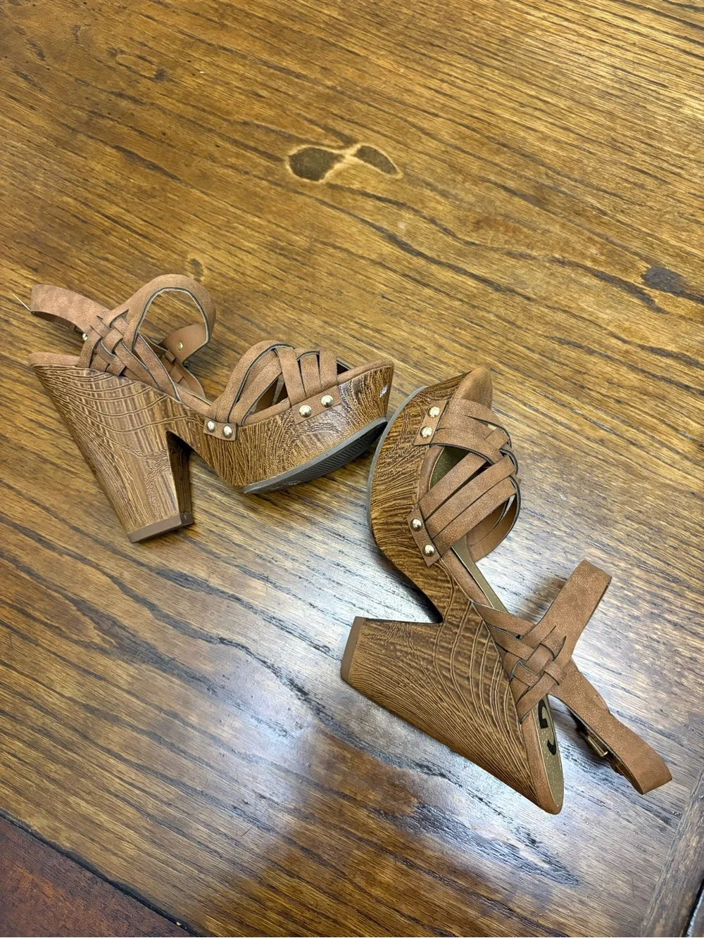 G by Guess Brown Strappy Platform Heels